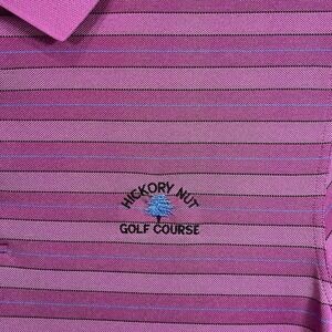 Monterey Club Golf Shirt Men's XL Polo Hickory Nut Purple Striped Dry Swing NWT